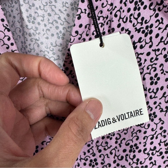 Zadig & Voltaire Pink Print Maxi Dress Size XS Flutter Sleeve Romantic - Picture 4 of 16